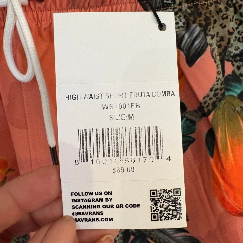 Leopard and Papaya Print Women's Athletic Shorts - Picture 3 of 3